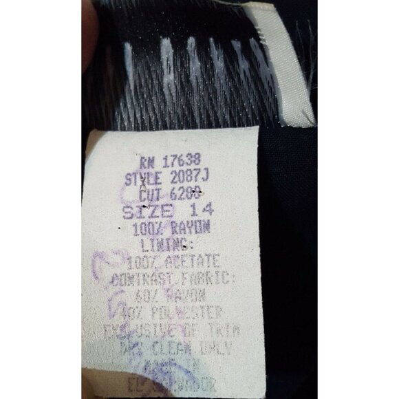 Vintage Womens Dress L Navy Blue White Piping Long Pearl Buttons Cottage core - Picture 7 of 9